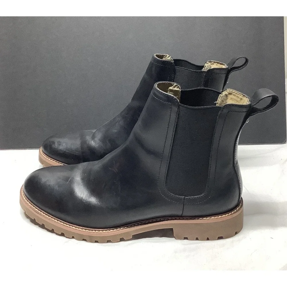 Banana Republic Mens Leather Ortholite Black Ankle Boots Size 9 Pull on